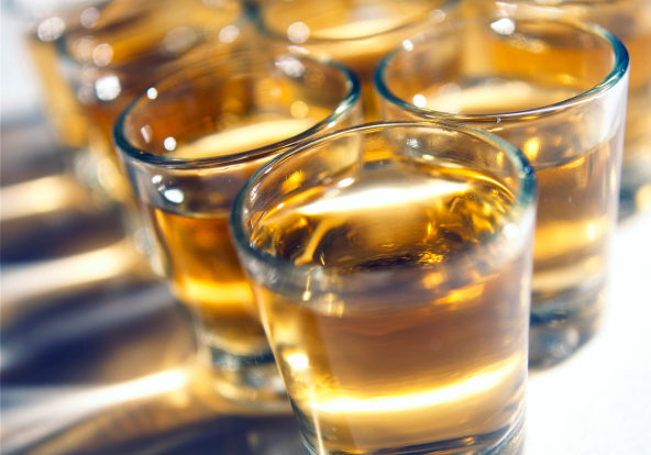 Close-up of whisky in glasses